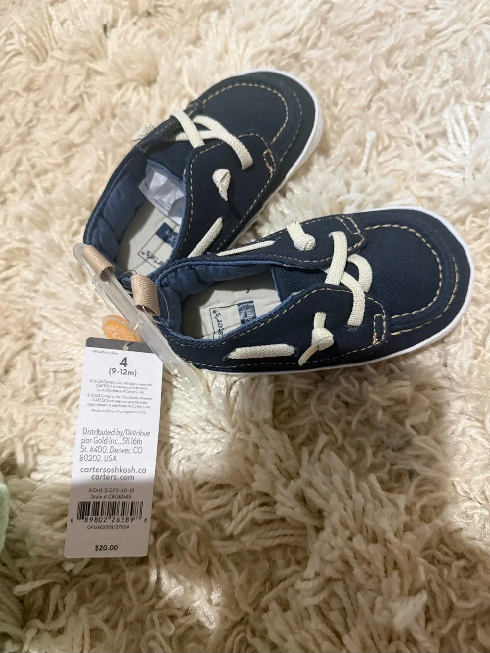 Carter's Navy and Cream Canvas Slip-On Boat Shoes for Baby